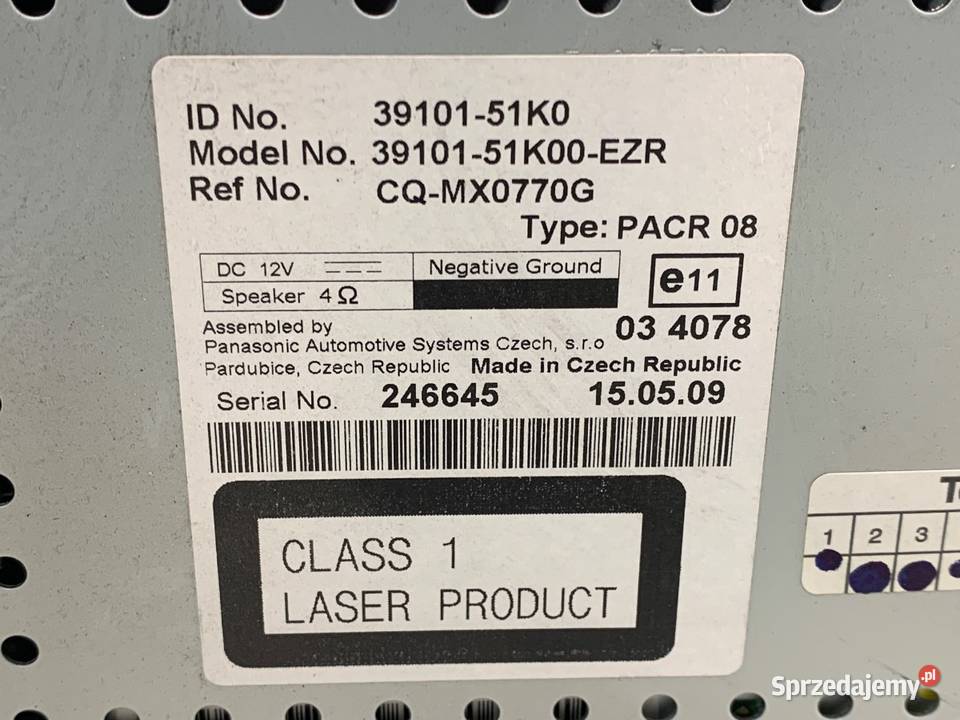 RADIO SUZUKI SPLASH 3910151K0 ODTWARZACZ podkarpackie sprzedam