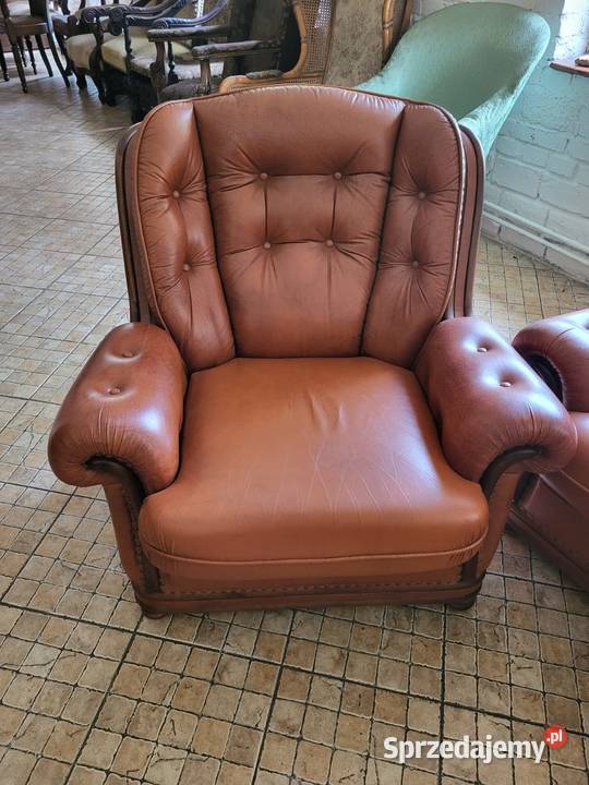 Wypoczynek skórzany kanapa 3 osobowa z dwoma Rybnik