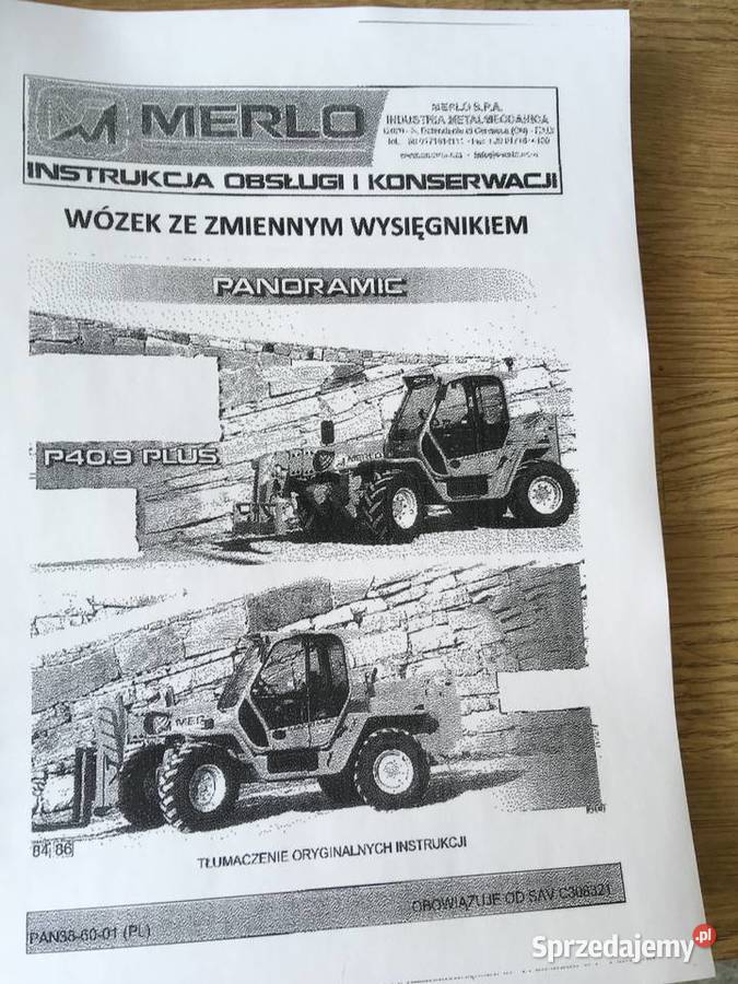 dtr instrukcja obsługi ładowarka merlo P409plus