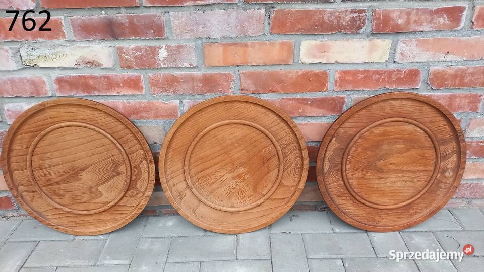 Deska dębowa okrągła na ścianę 3 sztuki komplet Gawroniec