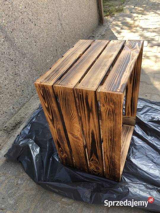 Drewniana skrzynka opalana i lakierowana półka Poznań sprzedam