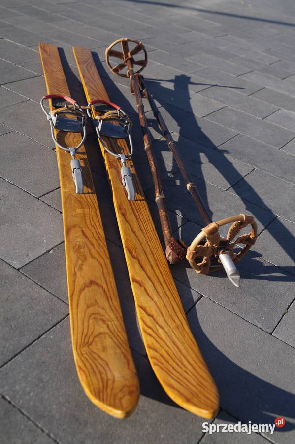 Stare narty jesionowe 150 kijki w komplecie Antyki, Sztuka, Kolekcje Pruchnik