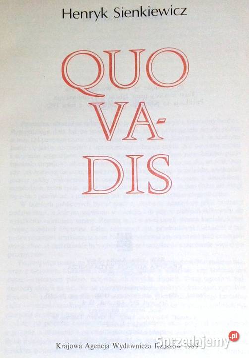 Quo vadis Henryk Sienkiewicz Chełm sprzedam
