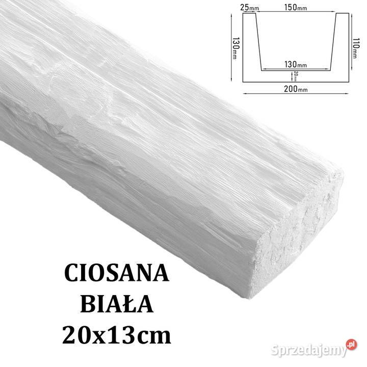 Belka Rustykalna Ciosana 20x13 Biała Gdów