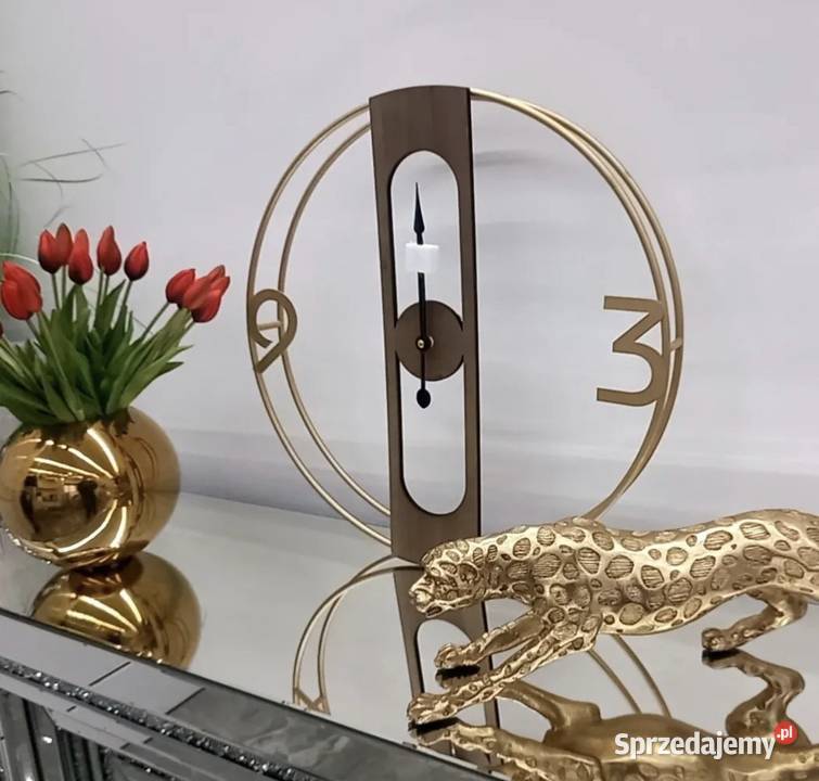 Duży okrągły złoty zegar metalowy loft Glamour inny kolor małopolskie Nowy Sącz