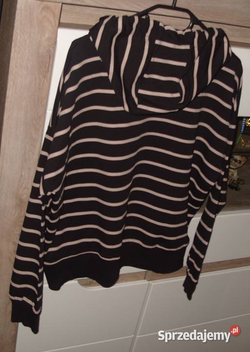 Bluza MEGI czarno beżowe paski z kapturem r LXL Rawicz