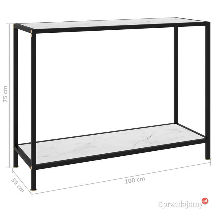 Stolik konsolowy biały 100x35x75 szkło hartowane Stoły Warszawa