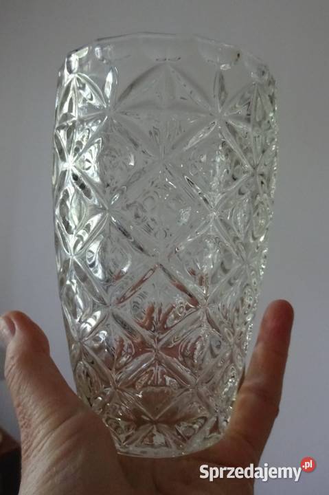 Wazon Grube Szkło Przezroczyste Piękny Szlif Poznań