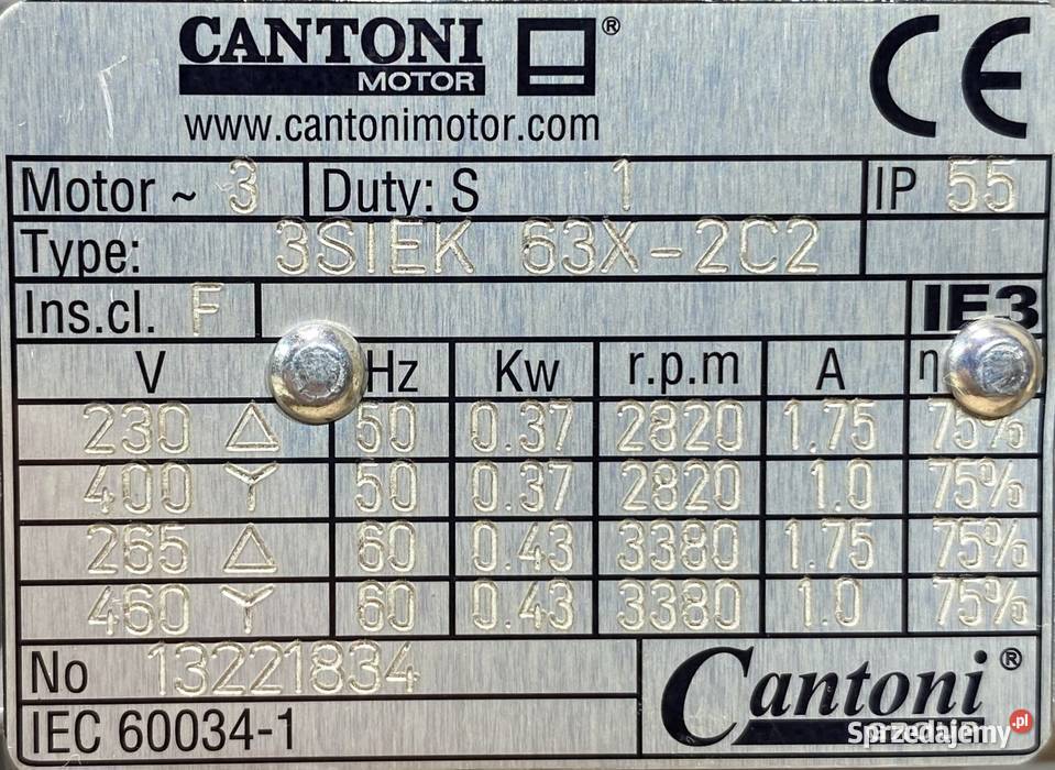 silnik elektryczny 037kW 2920obr 3fazowy IE3 Pigża