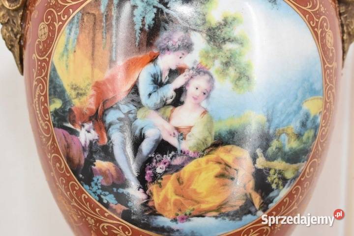Porcelanowa Czerwona Waza Amfora Nimfy Porcelana Kraków