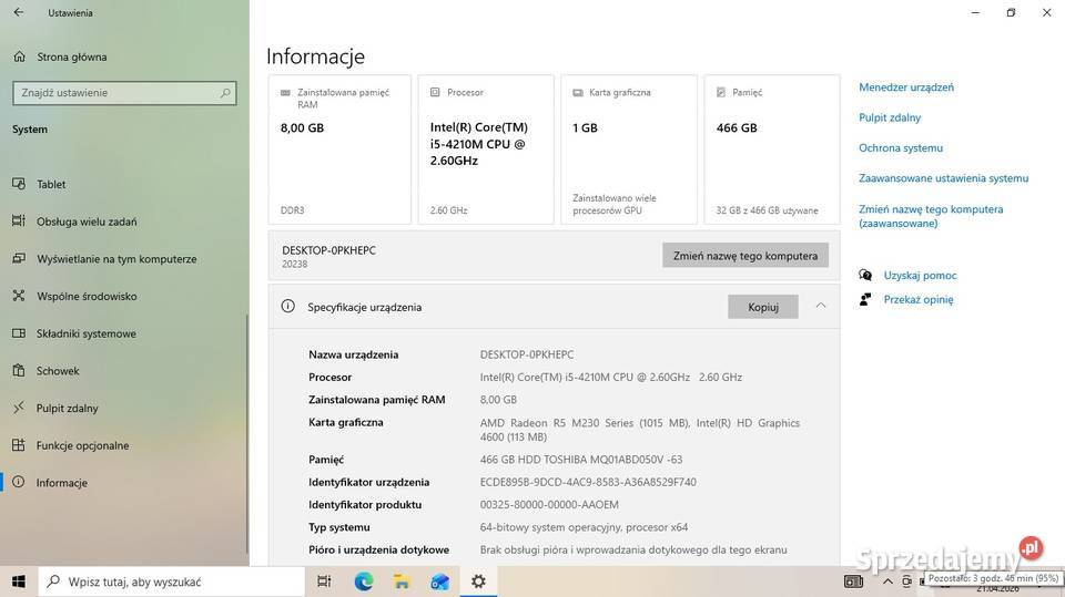 Duży wygodny laptop do codziennych zadań z i5 Kraków