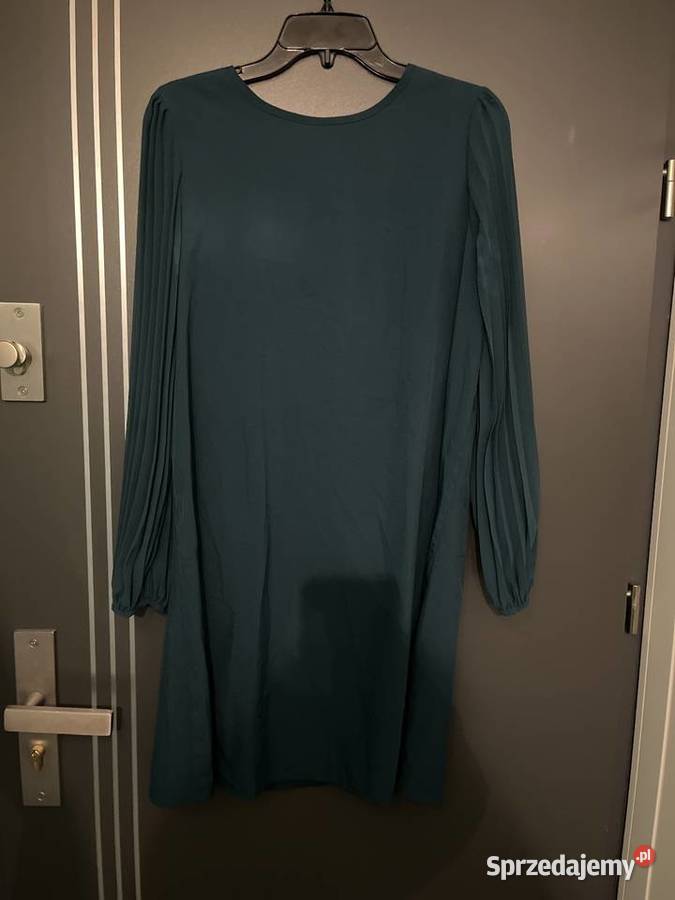 Shein sukienka butelkowa zieleń plisowana hit Długość Midi Choszczno