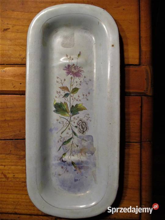 Międzywojnie Emaliowana Patera Taca Owalna Nieporęt