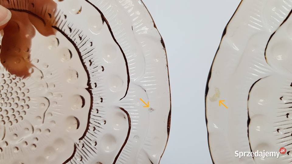 Talerzyki Flora Ząbkowice kolorowe szkło PRL Dąbrowa Górnicza