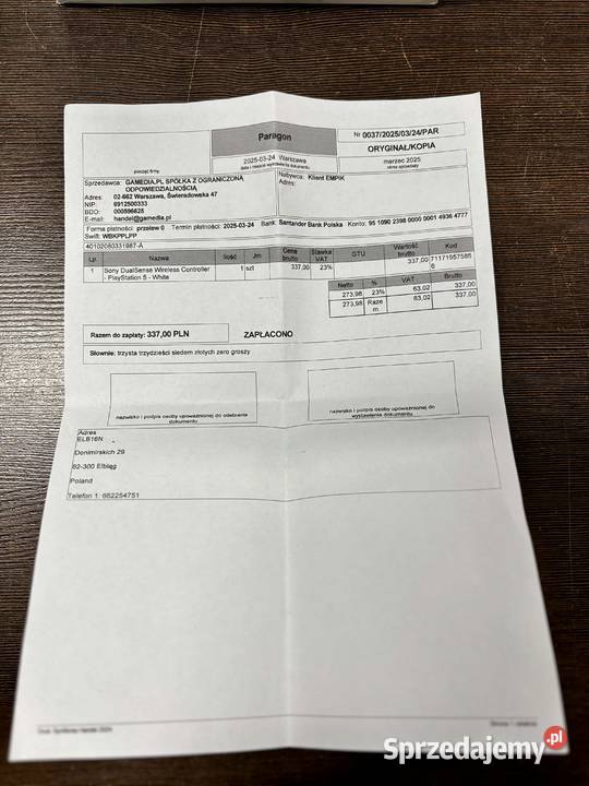 Kontroler Bezprzewodowy Pad 5 SONY DualSense warmińsko-mazurskie Elbląg sprzedam