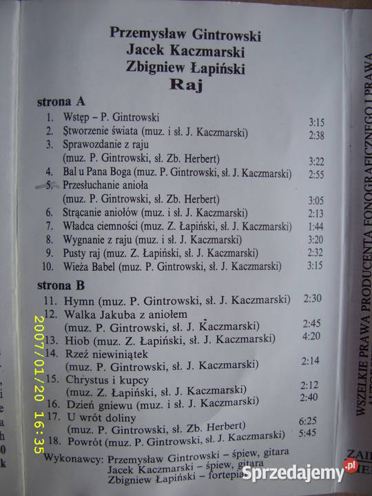 Ballada kas GINTROWSKI KACZMARSKI 2 kasety Wołów