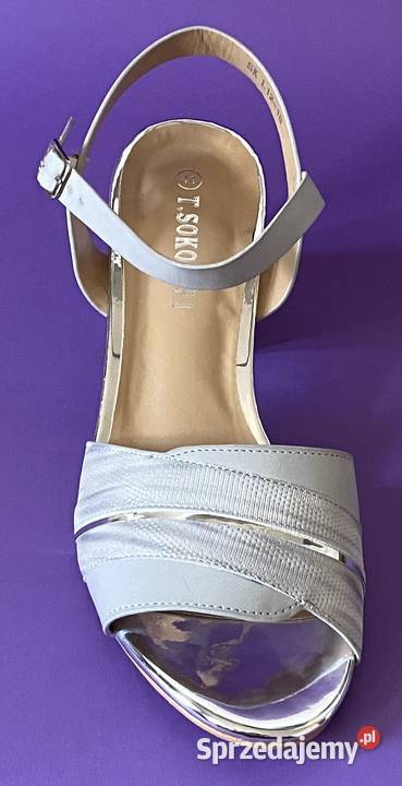 Szare damskie sandały na obcasie rozmiar 41 26cm mazowieckie Żyrardów