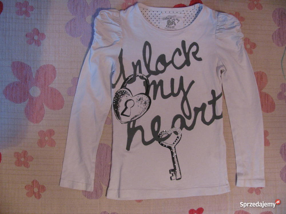 Biała bluzka z napisem i bufiastymi ramionami 12 biały Warszawa