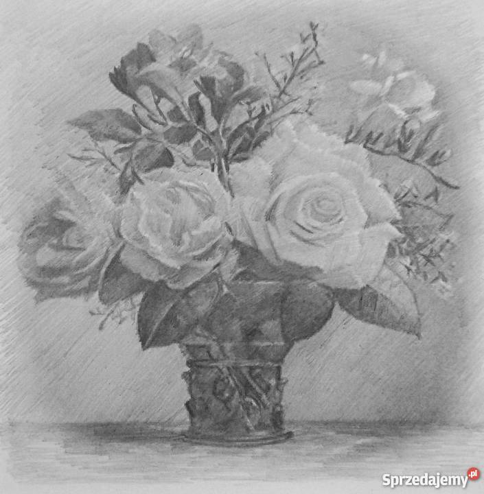 Rysunek Ołówkiem Grafika Kwiaty Miniatura Obraz Dekoracja