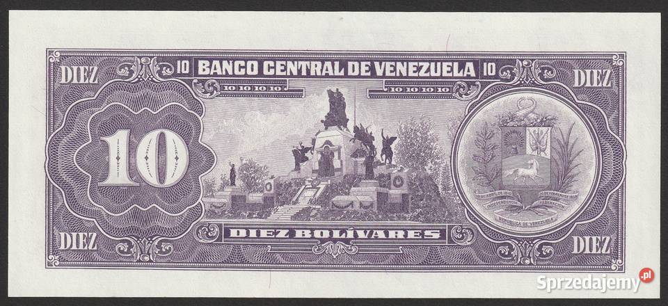 WENEZUELA 10 BOLIVARES 1992 STAN BANKOWY UNC Antyki, Sztuka, Kolekcje Łódź