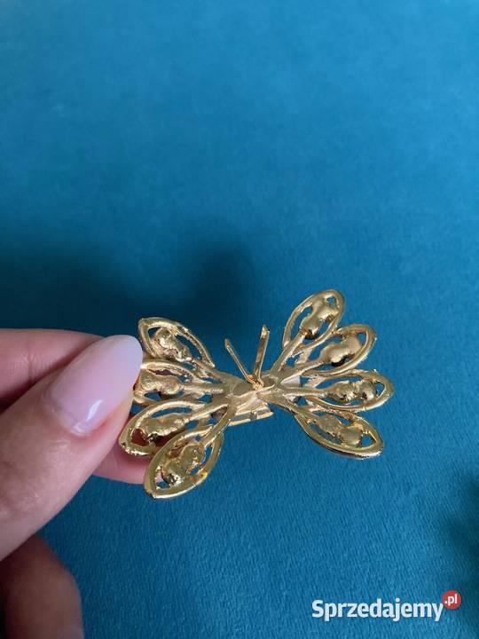 Nowa złota kokardka cyrkonie brylanty klipsy Nisko