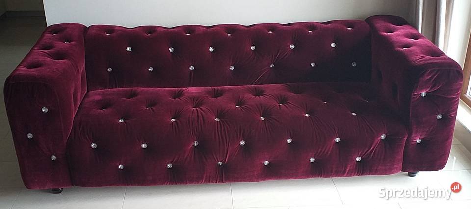 Sofa kanapa glamour bordowa tapicerowana mazowieckie Warszawa