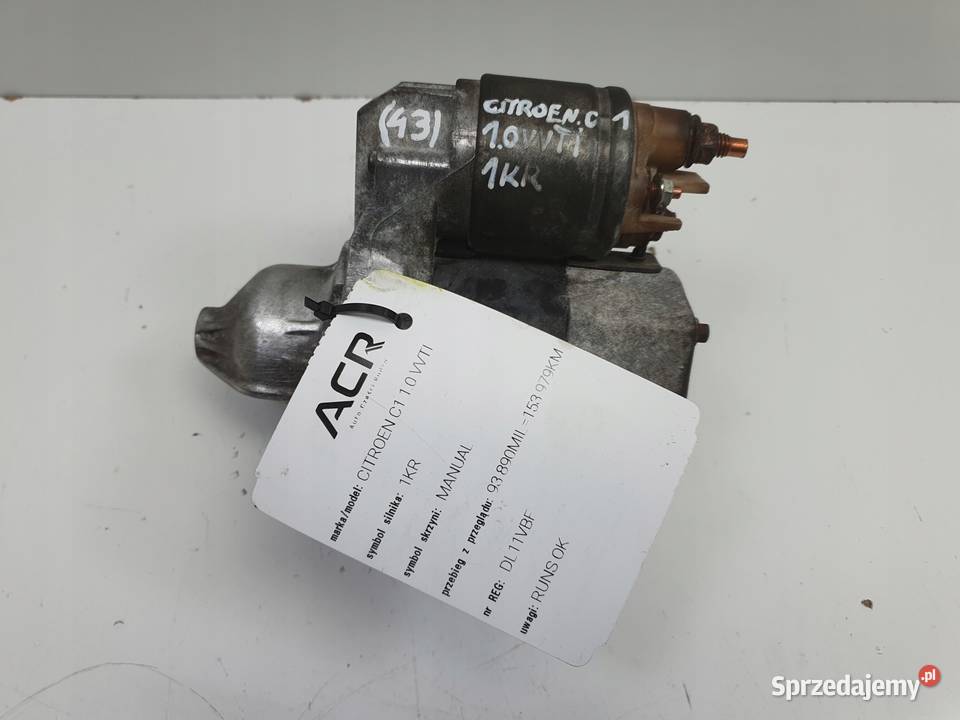 ROZRUSZNIK Citroen C1 I 10 12V ROZRUSZNIK Układ elektryczny silnika lubelskie Chełm