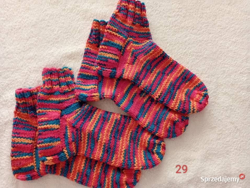 2 pary skarpet z włóczki 3739 ręcznie robione Złotów