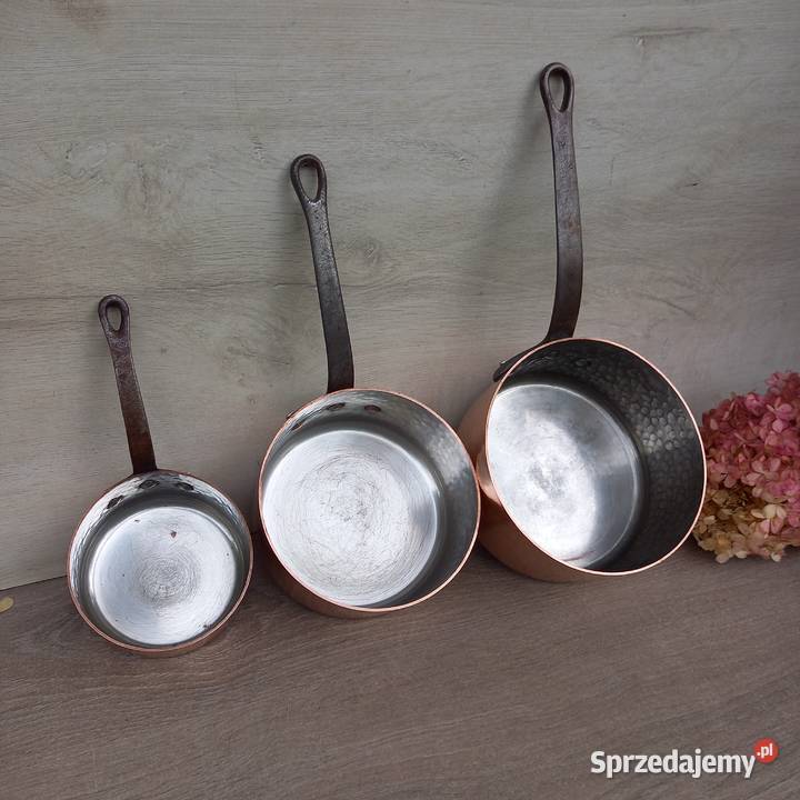 Miedziany garnek miedziany rondel komplet 3 Warszawa