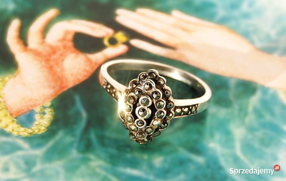 Stary pierścionek markiza markasyty srebro 925 Lublin
