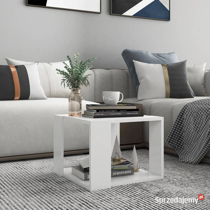 Stolik kawowy biały 40x40x30 materiał Meble sprzedam