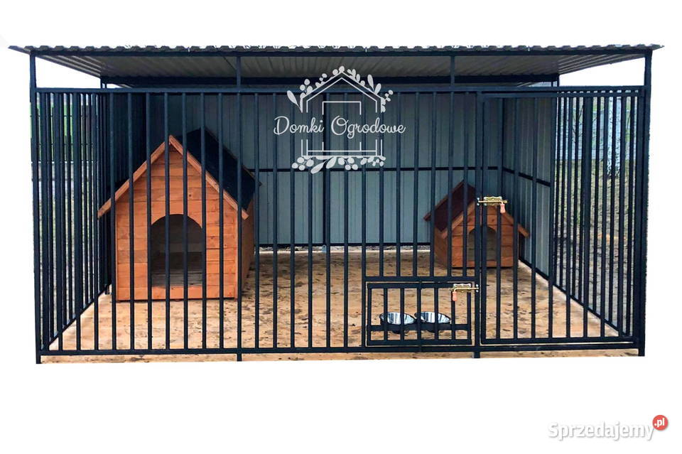 Kojec Psów 3x3m Drewniana podłoga Uchwyt n miski Międzyrzecz