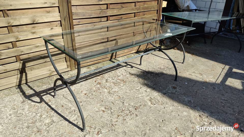 Stół 150x80 ogrodowy kute metalowe ze szkłem