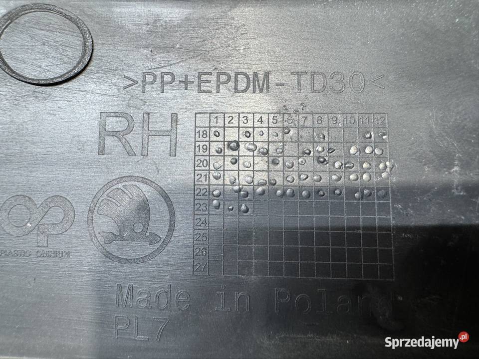 Kratka zderzaka przód prawa rh skoda superb III Pozostałe sprzedam