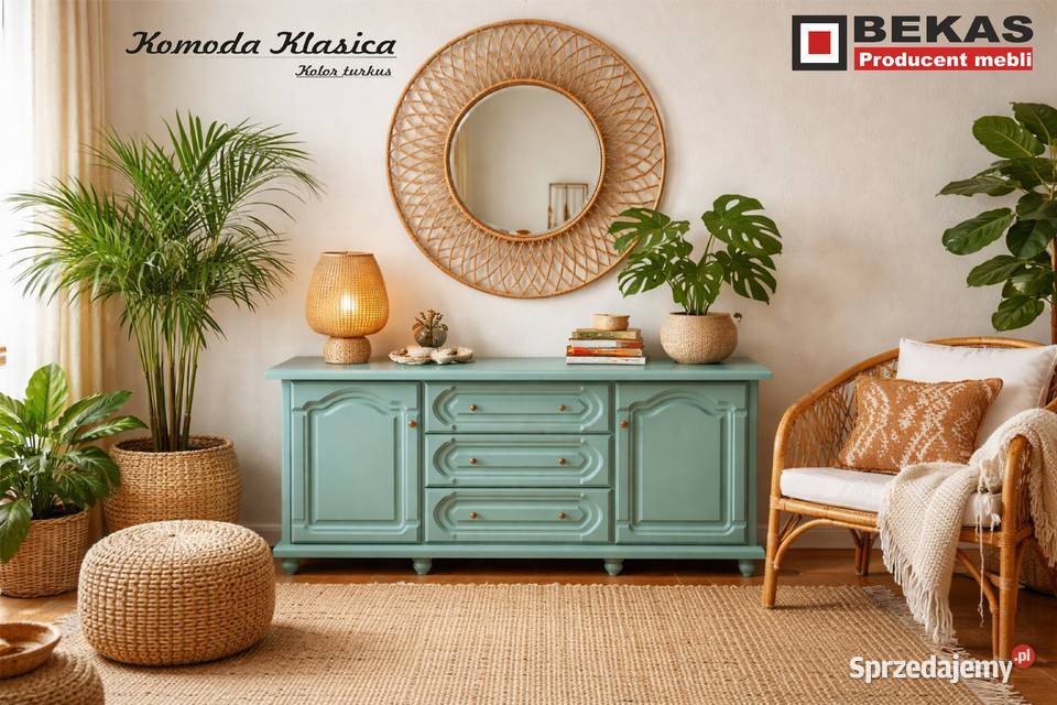 Prześliczna Biała Komoda 180Wysoka 2s4d Blat Dąb