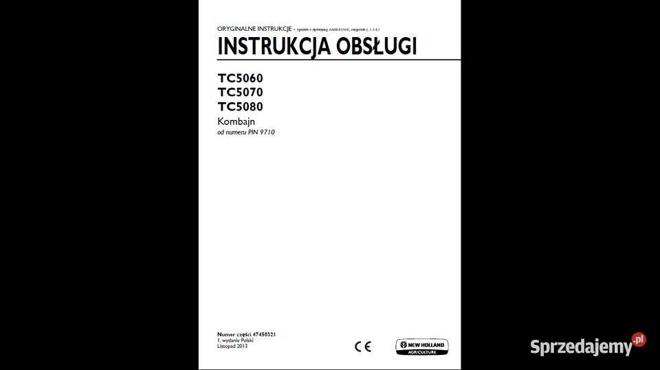 Instrukcja obsługi HOLLAND TC5060 TC5080 Pozostałe Gdańsk