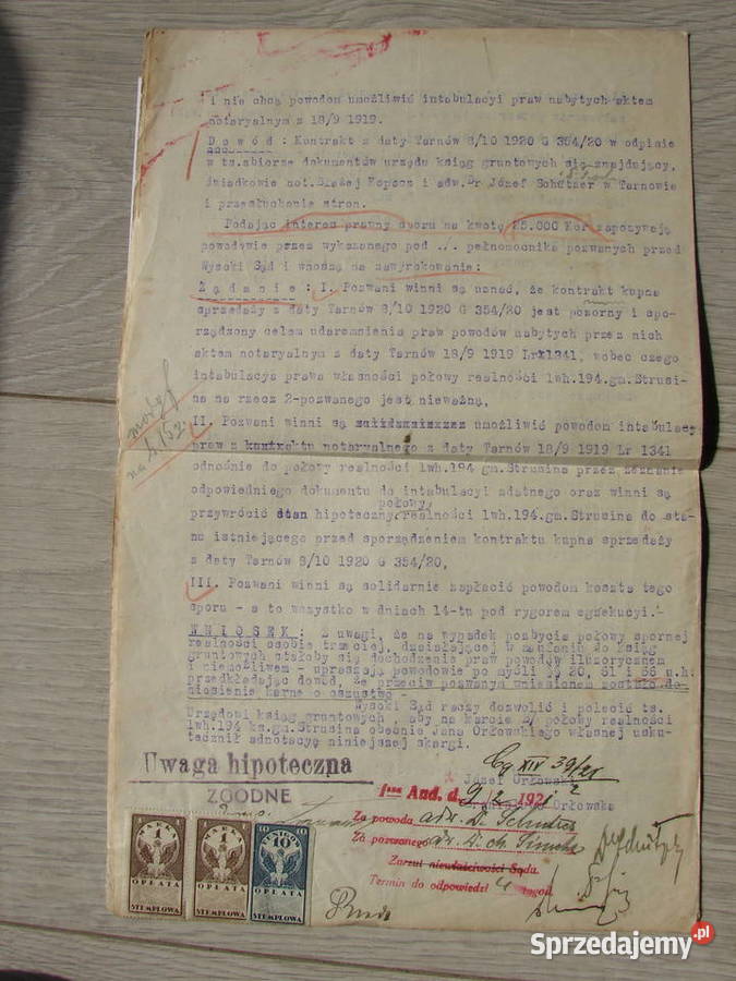 Tarnów Zgłobice 1921 r Sąd Okręgowy znaczki mazowieckie