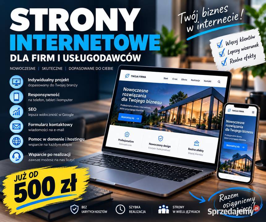 Strona internetowa firmy 500 Nowoczesne strony Warszawa