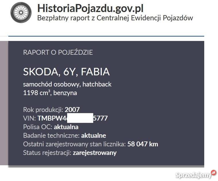 Skoda Fabia I hatchback serwisowany w ASO Pruszków