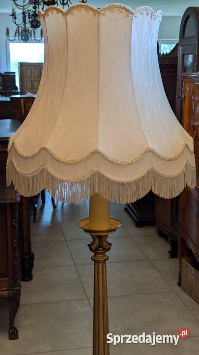 Piękna lampa podłogowa mosiądzdrewnosklep Dąbrowa Górnicza sprzedam