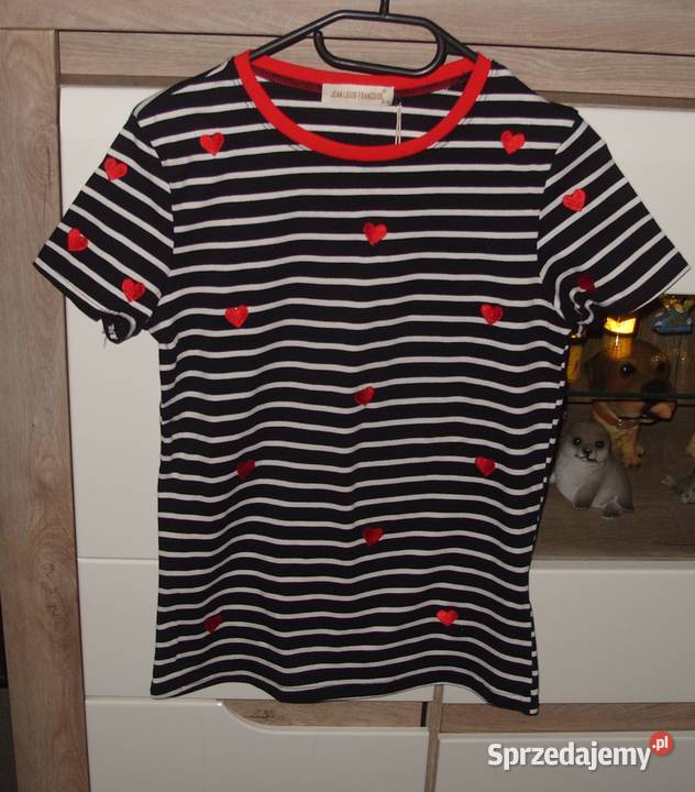 Bawełniany Tshirt paseczki i serduszka r SM Rawicz