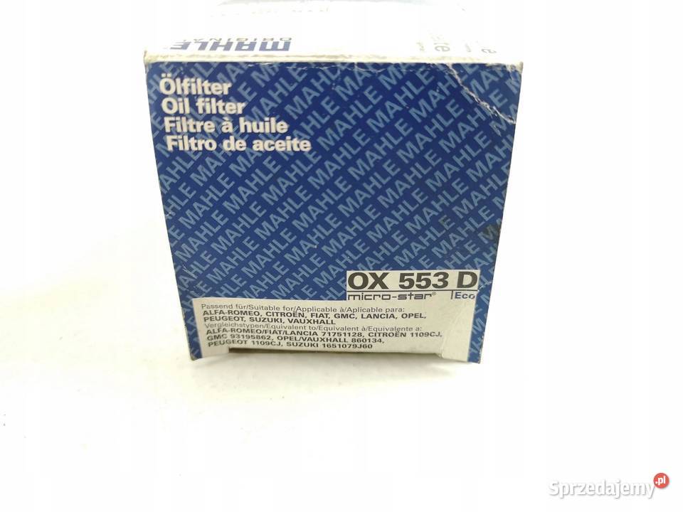 FILTR OLEJU SAAB 93 19 TTiD 0715 MAHLE OX553D osobowe