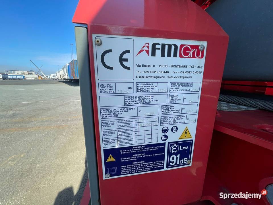 Żuraw szybkomontujący FMGRU 1140 RBI 2019 Ligota Piękna sprzedam
