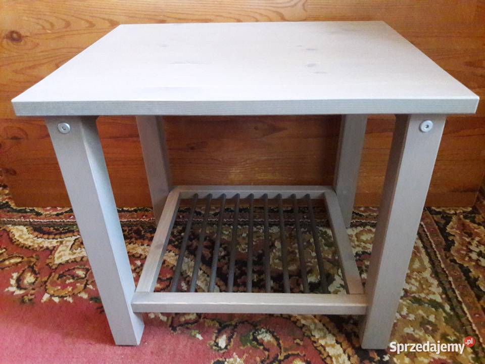 Stolik drewniany IKEA z metalową półką Meble