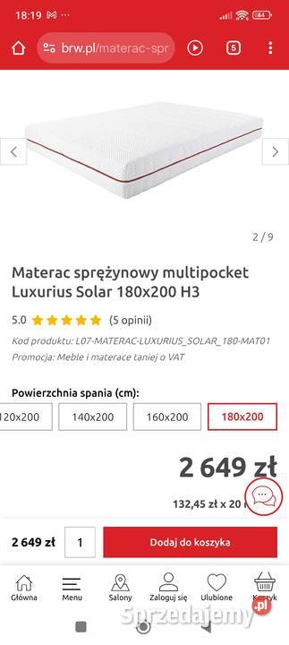 Sprzedam materac nowy 180x200 Gowarczów