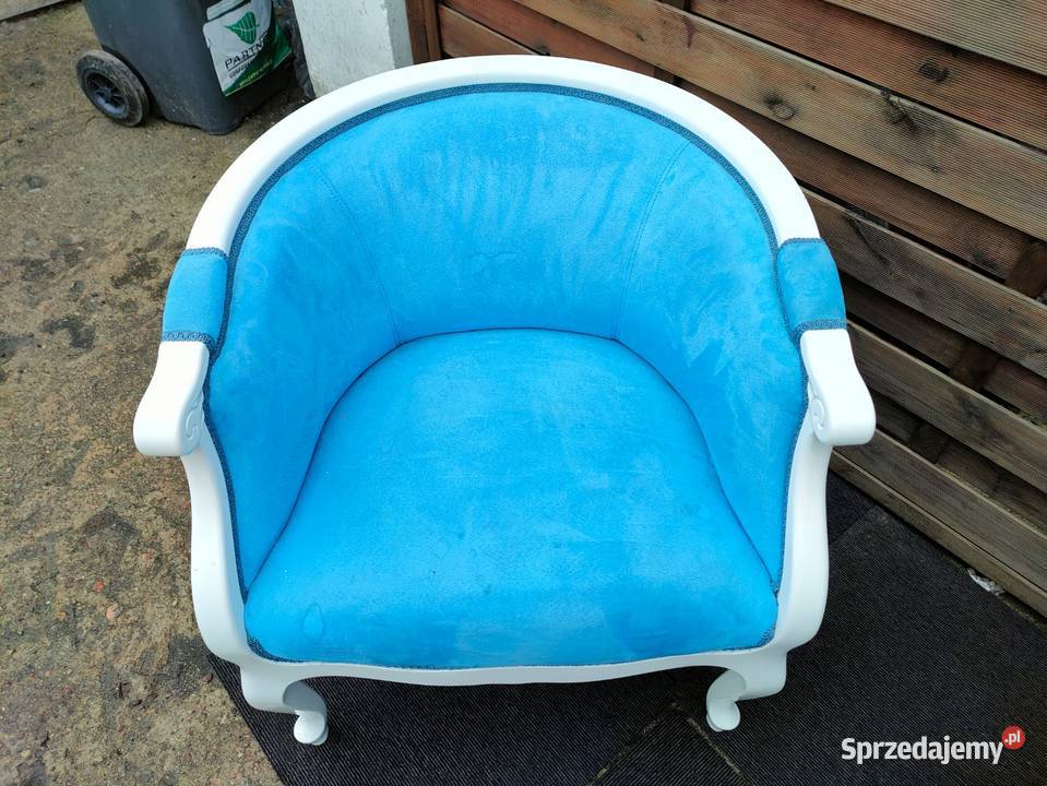 Fotel niebieski drewniany stelaż ludwikowski mazowieckie Warszawa