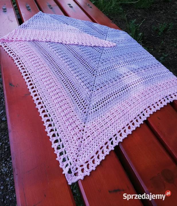 Chusta ombre kolor sakura rękodzieło na szydełku Dodatki Skarżysko-Kamienna