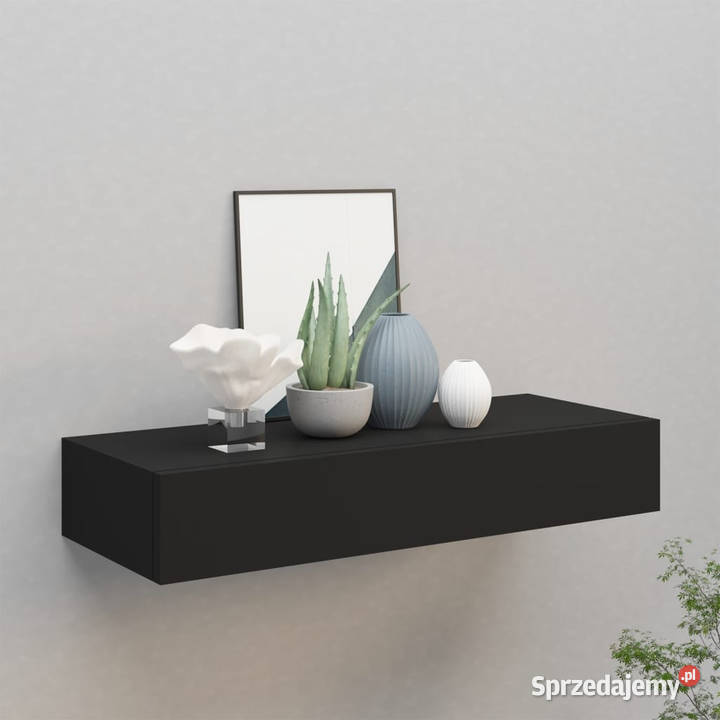 Półka ścienna z szufladą czarna 60 x 235 x 10 mazowieckie Warszawa