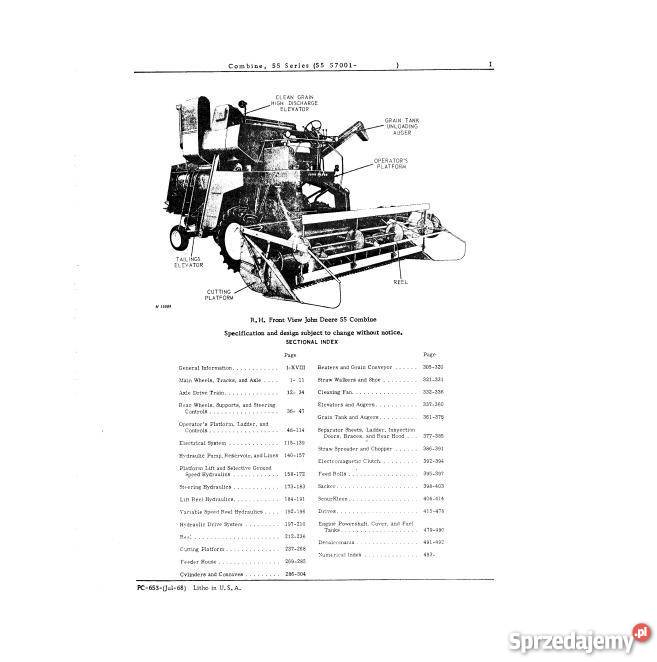 John Deere 55 kombajn katalog części Kielce sprzedam