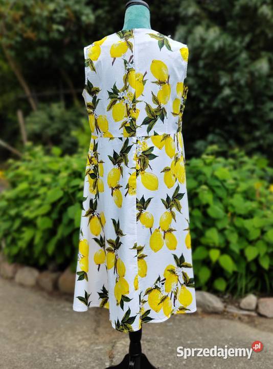 Sukienka retro 42 XL 44 XXL midi cytryny lemon Szczecin sprzedam